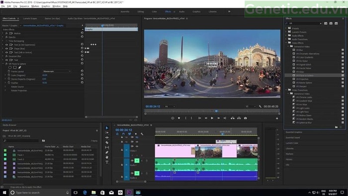 Giao diện phần mềm Adobe Premiere Pro CC 2018