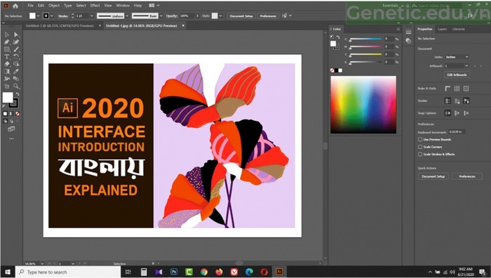 Giao diện phần mềm Phần mềm Adobe illustrator CC 2020