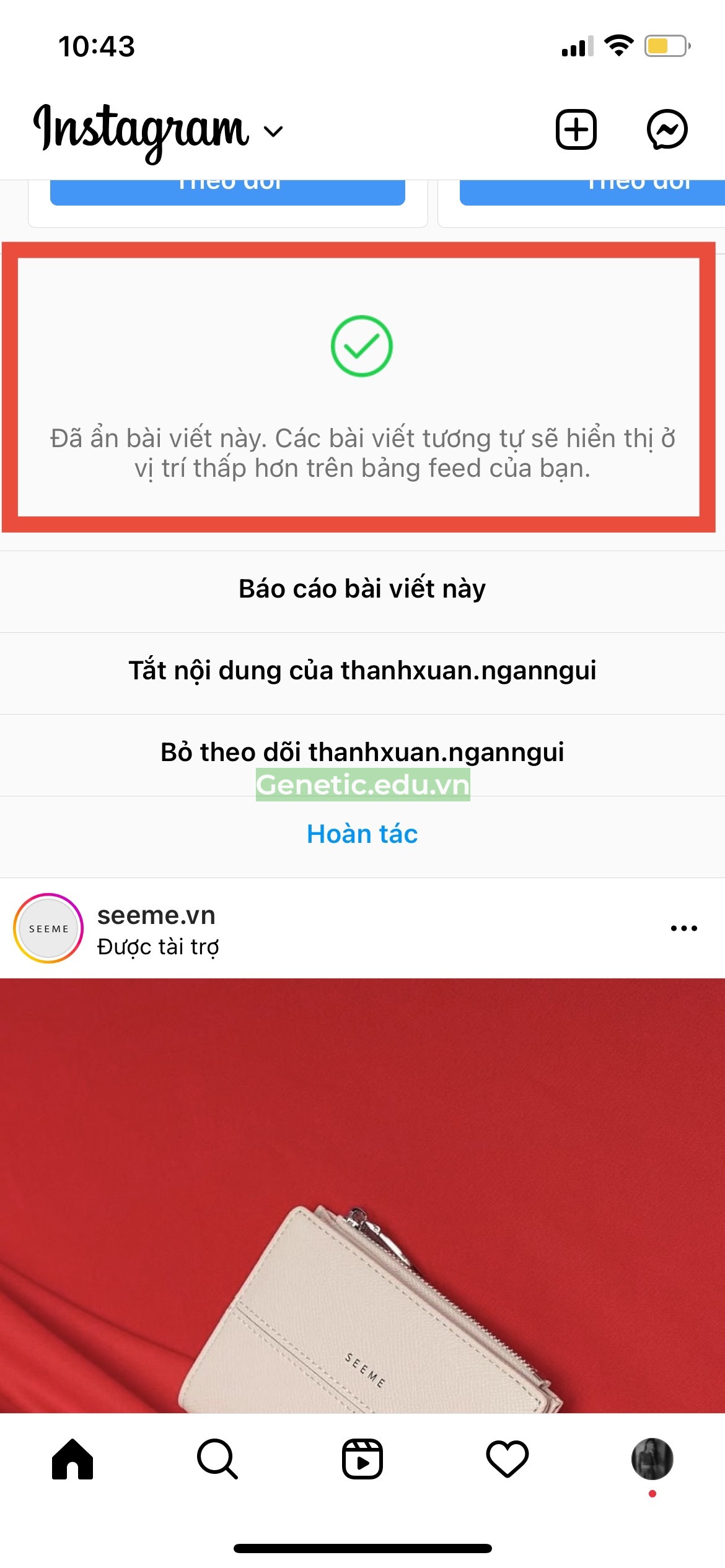 Ẩn bài viết của người khác trên Instagram