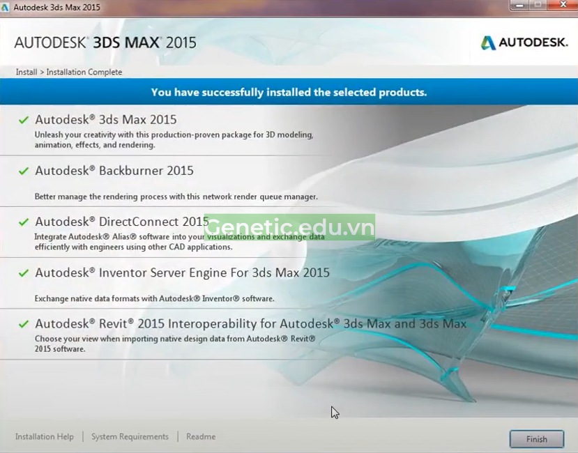 Cài đặt phần mềm 3ds max 2015 thành công