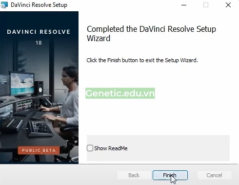 Cài đặt Davinci Resolve Studio 18 thành công