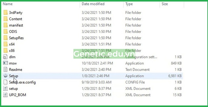 Chạy file "Setup"