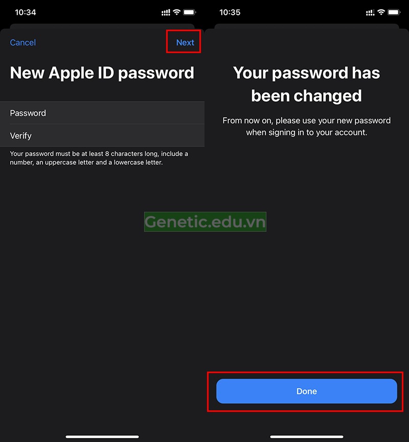 Nhập mật khẩu và nhấn "Done"