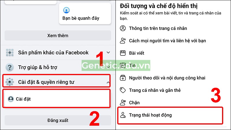 Nhấn "Trạng thái hoạt động"