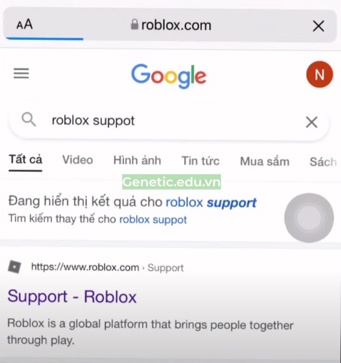 Truy cập vào trang hỗ trợ Roblox