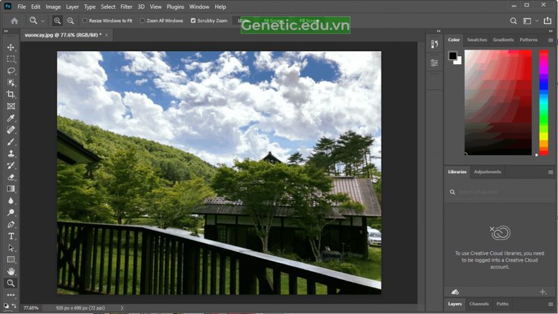 Giao diện phần mềm Adobe Photoshop CC 2021