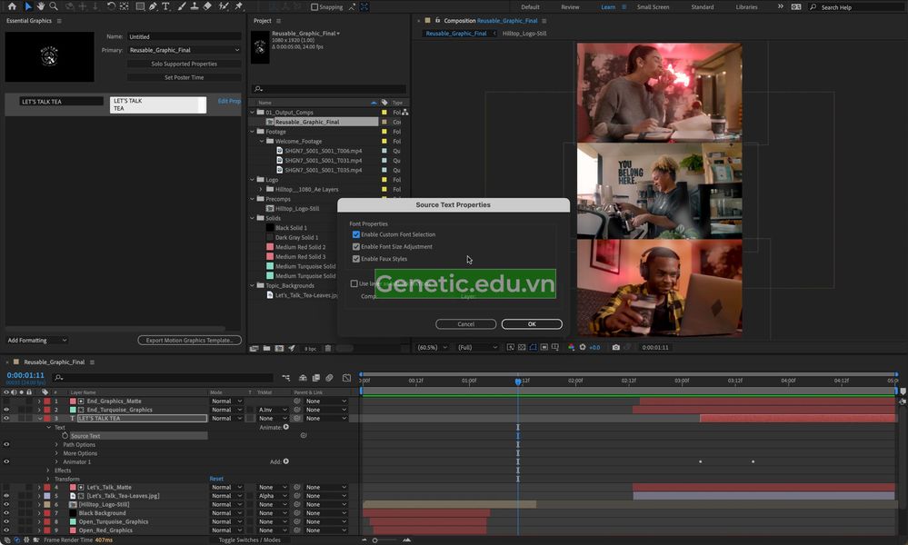 Giao diện Adobe After Effects 2022
