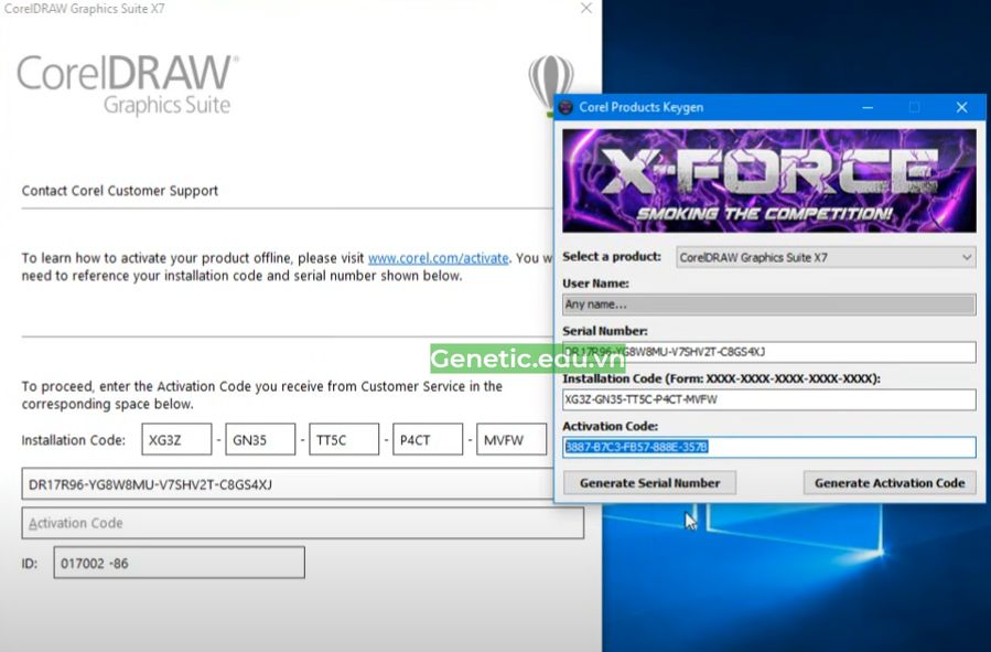 Nhập code kích hoạt CorelDRAW X7