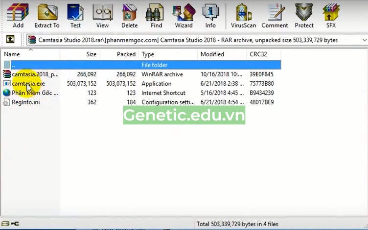 giải nén file  "Camtasia 2018.exe"