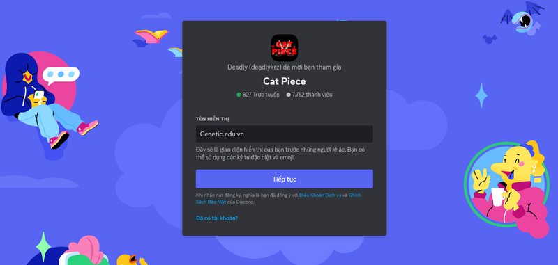 Tham gia cộng đồng Cat Piece trên Discord