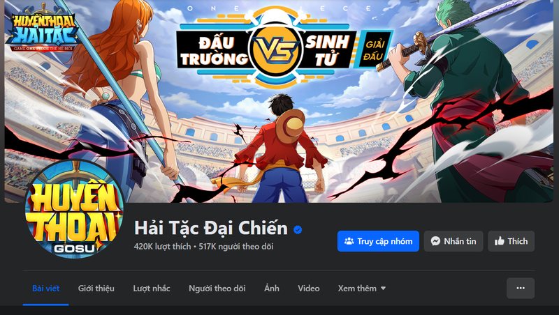 Follow ngay fanpage chính thức của Huyền thoại hải tặc